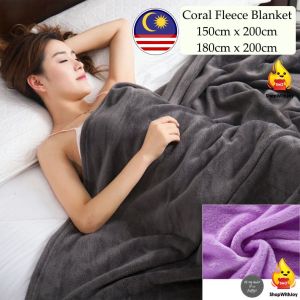 【ShopWithJoy】Queen Size Flannel Fleece Blanket Soft Selimut Baldu Gebu Blanket Travel Office Home Blanket for Sofa Bed