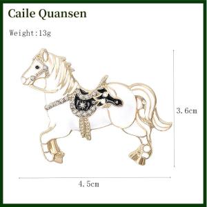Caile New Classic White Black Rhinestone Horse Brooches For Women Zodiac Animal Lapel Pins Casual Party Accessories Fashion Jewelry