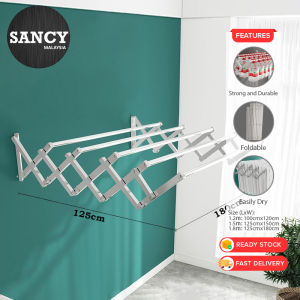 SANCY 1.2m/1.5m/1.8m Retractable Clothes 4Bar/5Bar Hanger Wall Mounted Ampaian Baju Stainless Steel Cloth Drying Rack Laundry Pengering - Fulfilled by SANCY