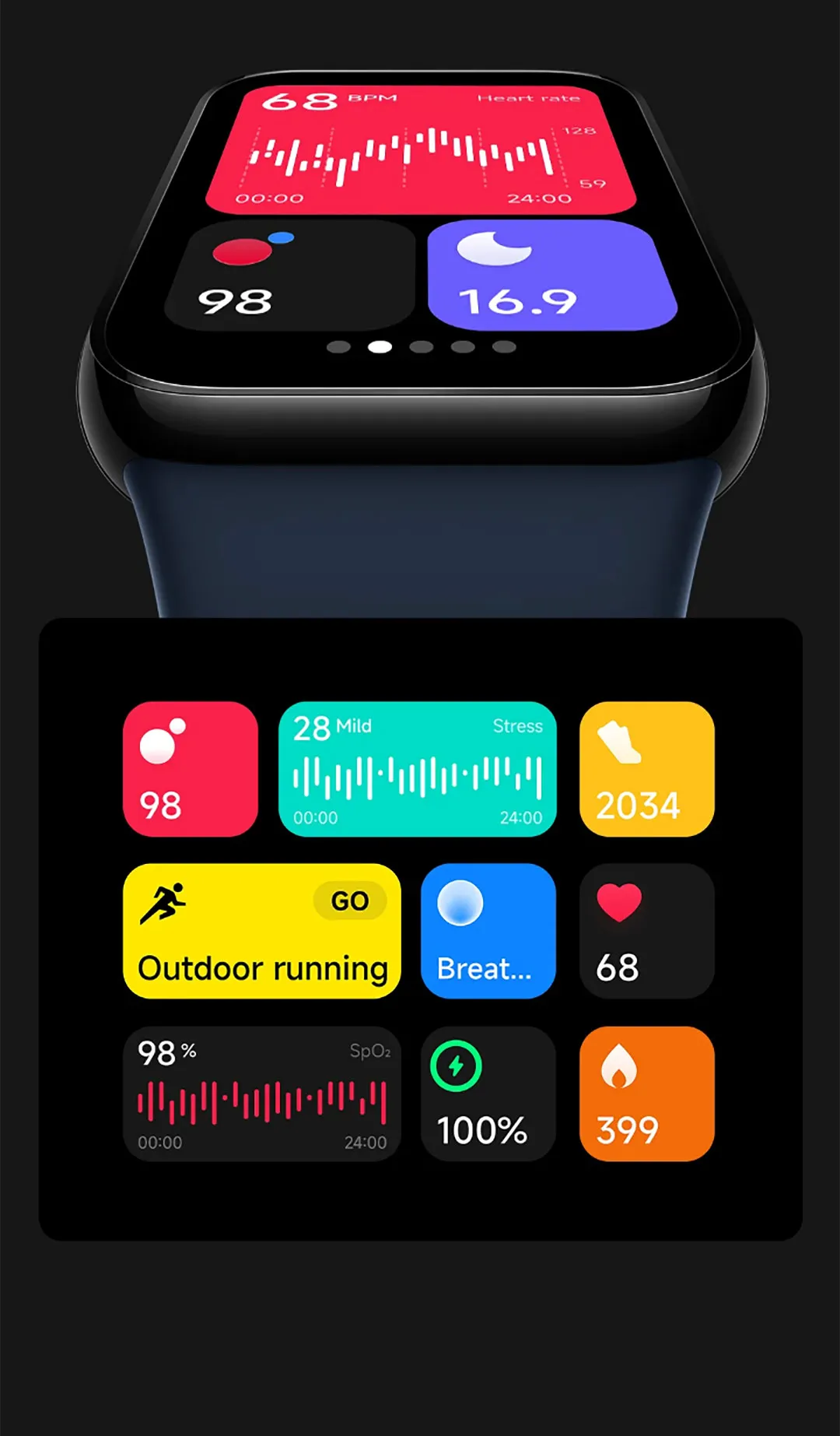 Xiaomi Mi Band 8 Pro จอแสดงผล 1.74" AMOLED 60Hz การจัดการสุขภาพหลายมิต Smart Band 8 Pro รับประกันศูนย์ไทย 1 ปี