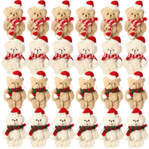 Christmas Stuffed Animal Bear Plush Mini Joint Bear Toys Stuffed Animal Toys Xmas Toys for Birthday Decorations Party Favors2026