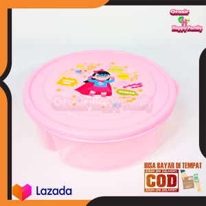 Lunch Box Anak Wadah Bekal Bulat sekat 3 Plastik Tebal