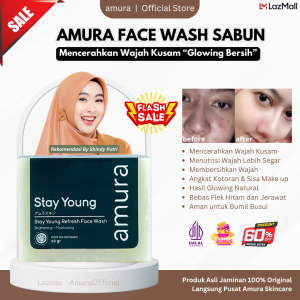 AMURA STAY YOUNG FACE WASH Sabun Wajah Mencerahkan Kulit Kusam Mencerahkan & Mengangkat Kotoran Wajah Sabun Pembersih Wajah Sabun Untuk Penghilang Flek Hitam Amura Face Wash Mengangkat Kotoran Sampai Ke Pori-Pori