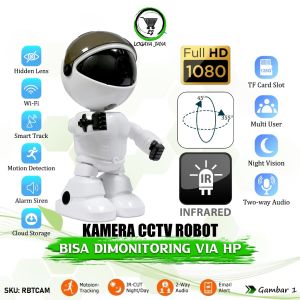 Smart IP Camera CCTV Robot Wifi Wireless Kamera 2MP Full HD 1080p Motion Detection Auto Tracking 360 Rotation View Panoramic APP Control Monitoring Pengintai Pengawas Pengasuh Sistem Keamanan CCTV Hiasan Ruangan Rumah Home Secuity Camera Smart Robot Cam