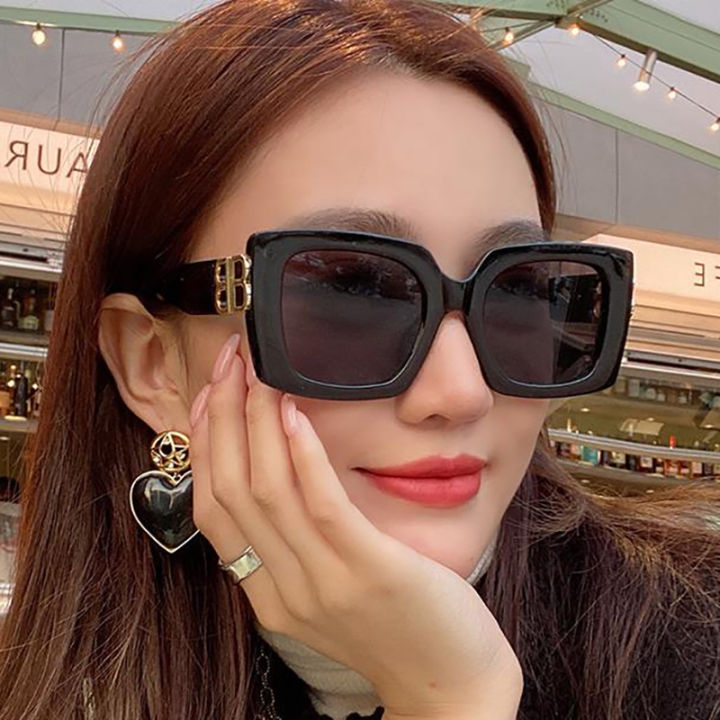 Women INS Style Big Frame B Letter Sunglasses Retro Female Men