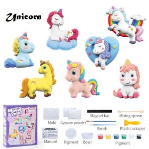 Mould & paint dinosaur/aerospace/christmas/animal/unicorn/hamburger DIY Plaster Toy fridge magnet 3D gypsum craft color