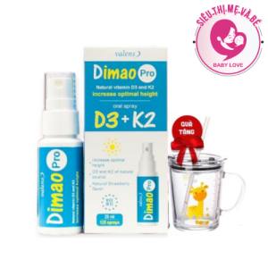 Dimao Pro D3K2 - Bổ Sung Vitamin D3 K2 Dạng Xịt Tăng Hấp Thu Canxi Tăng Chiều Cao Cho Bé chai 25ml