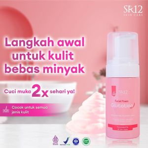 SR12 Facial Foam Glutation With Collagen 100ml Pembersih Wajah Glowing Membersihkan & Mencerahkan Kulit