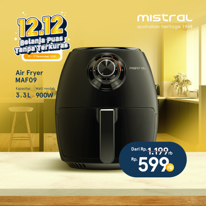 Mistral Air Fryer - MAF09 - Penggoreng Elektrik - Black / Hitam | Lazada Indonesia