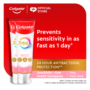 NEW Colgate Total Sensitivity + Gum Health Antibacterial Toothpaste 110g Pack of 2