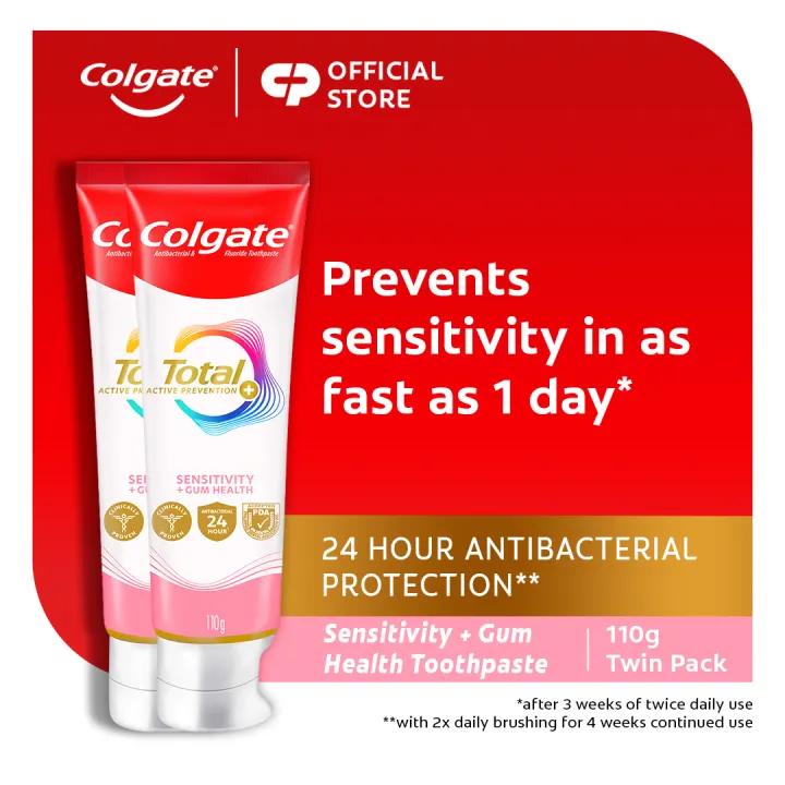 NEW Colgate Total Sensitivity + Gum Health Antibacterial Toothpaste, 110g x2
