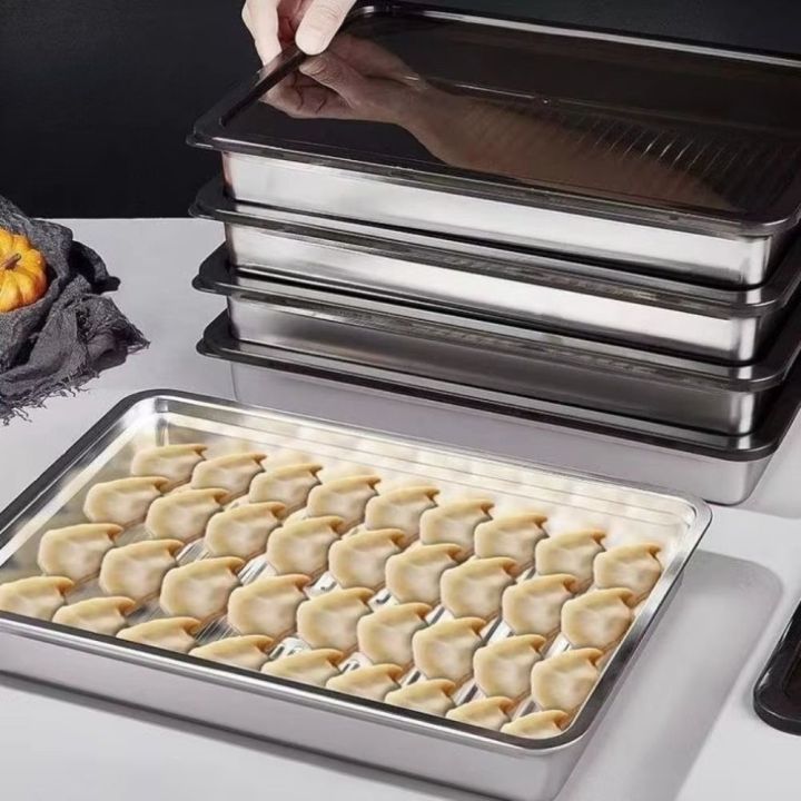 LZYBIM 3Pcs Thép không gỉ Hộp đựng bánh bao Cấp thực phẩm có nắp Chảo ...