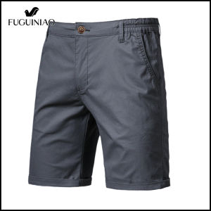 FUGUINIAO Summer Cotton Solid Shorts For Men High Quality Casual Business Social Work Cargo Shorts Male Streetwear Beach Casual Short Pant