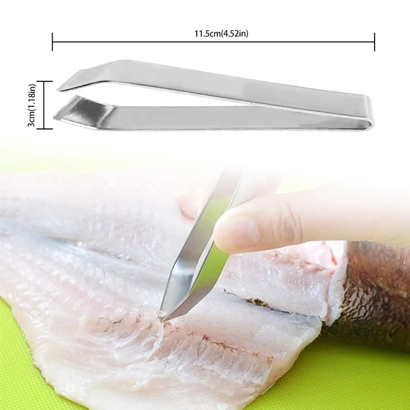 Stainless Steel Fish Bone Tweezer Remover Hypotenuse Puller Pincer Deboner  Kitchen Tool Fish Bone Pincer Fishbone Pliers for Home Portable Bone Remover