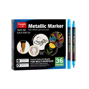 GuangNa 12/24/36 Colors twin tip water-based Metallic paint Markers Pen set Card Making Rock Ceramic Glass Painting Double-headed marker Pens