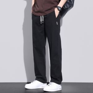 Casual Loose-Fit Men’s Pants – Comfortable Straight Wide Legs with Adjustable Drawstring Waist for Everyday Comfort