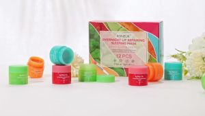 12 Pack Lip Sleeping Mask Set Overnight Lip Skincare and Hydrate Lip Mask With Vitamin C and Coconut Oil Lip Balm for Dry Lips Bulk Gifts for Women