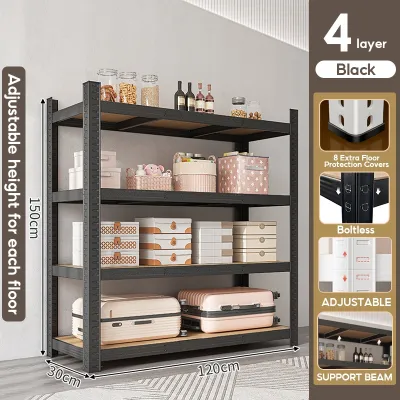 NINI Heavy Duty Metal Rack Space Saver Storage Shelf Boltless Steel Shelving Unit Adjustable Home Kitchen Garage Organizer Industrial Storage Rack