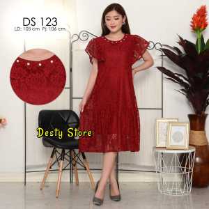 Dress Brokat Wanita Terbaru/Baju Pesta Brokat Lengan Pendek Korean Style/Gaun Kebaya Pesta Kondangan Kekinian