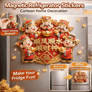 Fu Lu Shou Refrigerator Magnet Acrylic Magnet Fortune Bringing Design Fridge Sticker Attracting Wealth and Fortune Festive Craft Gifts