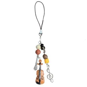 Violin Phone Charm with Colorful Beads Stylish Keyring Pendant Guitar Key Chain Suitable for Travel and Parties Wear