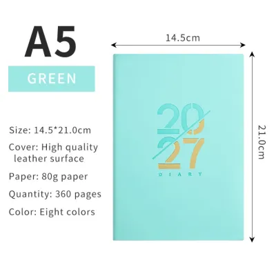 DOOUR A5 Sổ Lập Kế Hoạch Năm 2027 Tiếng Anh 12 tháng Sổ ghi chép kế hoạch Bìa da Sổ ghi chép kế hoạch công việc Văn phòng