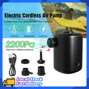 Electric Air Pump With 4 Nozzles Mini Portable Wireless Pump 3000mAh Rechargeable Household Car Swimming Pool Air Sofa Quick Filling Air Pump