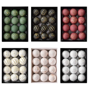 12Pcs Shimmering Christmas Baubles 8cm Shatterproof Christmas Ball Hangings Ornament For Tree Wreath Holiday Decoration