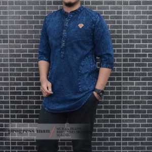 Baju Muslim Koko Kurata Jeans Atasan Pria Baju Muslim Pakistan Kemeja Lengan Pendek Terbaru