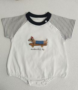 New Summer Newborn Baby Cotton Bodysuit Striped Short Sleeves Onesie 0-2Y Infant Cartoon Baby Boys Girls Jumpsuit2026