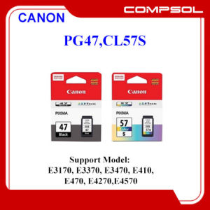 Canon PG47 (15ML) Black + CL57S (8.7ML) Colour ink cartridge Support Model: E3170 E3370 E3470 E410 E470 E4270E4570