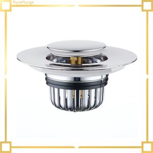 【Free-delivery】 PurePlunge GLENES Pop-up Drain Filter Bounce Core No Overflow Sink Drain Plug Upgraded Brass Push-Type Rapid Drainage Bathroom Sink Stopper Wash Basin Holes