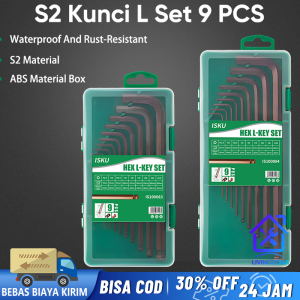 ISKU Kunci L Set 9pcs Ballpoint Torx Hex Key Set S2 Kunci L Ballpoint Kunci L Bulat Set Panjang 9pcs
