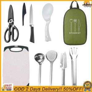 【Ciflying1】 8 Pcs Camping Cookware Utensils Travel Set Stainless Steel Camping Kitchen Set