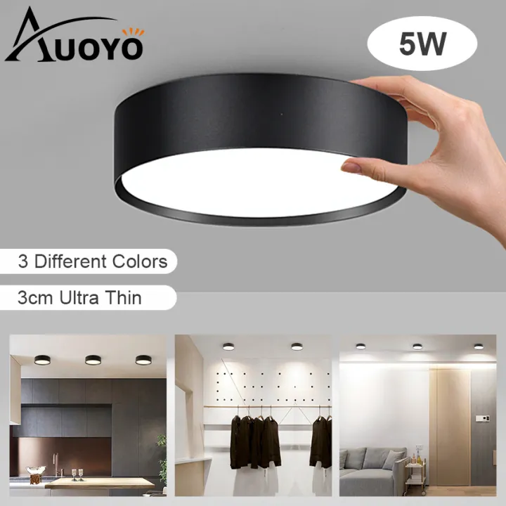 Auoyo LED Panel Light Office Ceiling Lights 5W 12W Mini Indoor Lighting Small Night Light Round Frame Downlight Modern Surface Recessed Mounted Lighting Interior Wall Lamps Energy Saving for Home