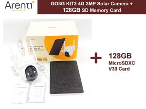 ARENTI GO3G KIT3 3MP/2K Pan/Tilt 4G/LTE Battery Camera with Solar Panel -  AOV 24/7 Recording (Compatible with EZVIZ 4G Solar Camera)
