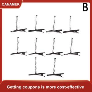 【CANAMEK】 10PCS đen kim loại Pinch Alligator tóc Clip 40mm với dây cuộn mùa xuân thủ công kẹp tóc cho bữa tiệc thời trang ủng hộ trẻ em Đồ chơi