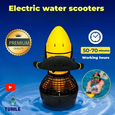 กันน้ำ300W สกู๊ตเตอร์ใต้น้ำใบพัดความเร็วคู่สำหรับดำน้ำสกู๊ตเตอร์กีฬาทางน้ำอุปกรณ์กลางแจ้ง