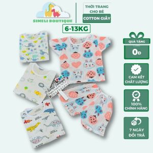 [Thanh lý bỏ mẫu]  Bộ Cotton Giấy Thông Hơi Cộc Tay Loại 1 Cho Bé Trai Bé Gái Từ 6-12kg