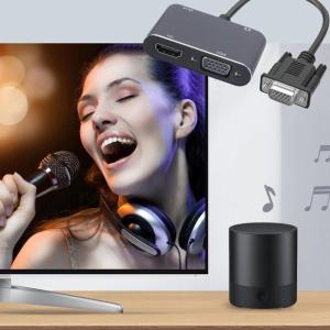 VGA ตัวเมียแบบพกพาเป็น VGA ตัวผู้รองรับวิดีโอ1080P และซิงค์เสียงสำหรับคอมพิวเตอร์เดสก์ท็อป