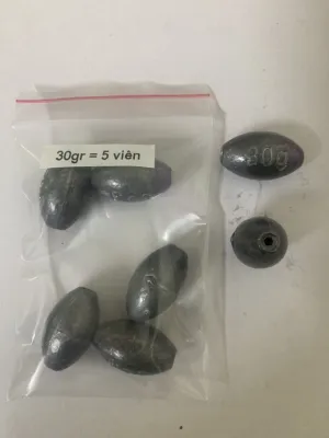 Chì Câu Cá 5 gram - 15 gram xuyên tâm ( 16k/1 gói 16 viên 5g 19k/ gói 6 viên 15g + combo + nhiều size khác )