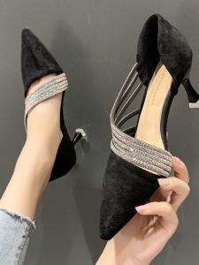 Summer New Arrivals Fashion Baotou Single Shoes Womens Rhinestones Air Quality Workplace Work Shoes Stiletto Heels Women