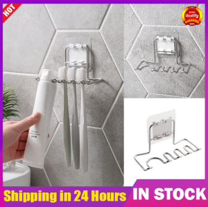 ⭐️【Kualiti Tinggi+Stok Ada】⭐️Wall Mounted Stainless Steel Toothbrush Holder Bathroom Tooth Brush Toothpaste Razor Organizers Stand Bathroom Accessories