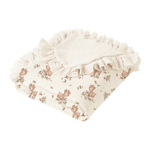 Floral Printed Nursery Blanket Multipurpose Swaddles Wrap Cloth 100x90cm Machine Washable Cotton Fabric Bath Towel