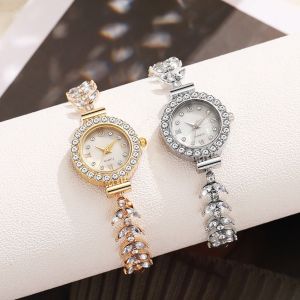ZYJC Đá pha lê Đồng hồ thạch anh với dây đeo có thể điều chỉnh Dây đồng hồ đính cương Đồng hồ hình tròn Thời trang Đồng hồ đeo tay nữ Phụ nữ Cô gái