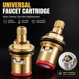 Universal Replacement Tap Valve Core Brass Ceramic Cartridge Inner Faucet Valve 1/2/3/5 for Bathroom Sink Repair Kit Durable Water Control