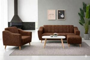 Percuma 1 Bangku Velvet Grey / Brown / Blue Sofa Baldu 3 Seater / 2+3 Seater Model 3933