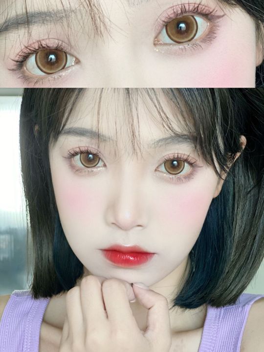 O2GIRL Contact Lens With Power 0.00800 Lens Black Grey Brown Coloured Lens 14.214.5mm Big Eye