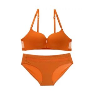 [34/75~38/85AB] Set Of Ladies Girls Front Closure Bigger Push Up Wireless Backless Cotton Comfortable Underwear Bra Lingerie With Panty