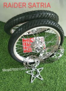 BÁNH CĂM RAIDER SATRIA NIỀNG NHÔM RCB KÈM 2 DĨA FULL VỎ MICHELIN 60.70 GẮN NHƯ ZIN